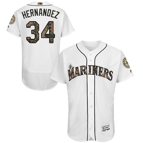 Mariners #34 Felix Hernandez White Flexbase Authentic Collection Memorial Day Stitched MLB Jersey